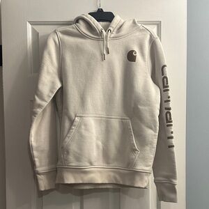Carhartt Cream Hoodie with Brown Accents